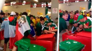 Robo de cervezas por parte de los aficionados de Mexico en el Mundial